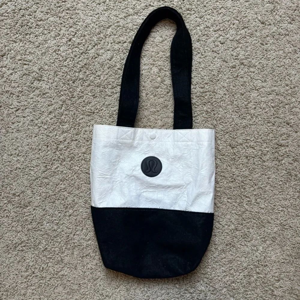 Lululemon Reusable Tote Bag Black White Canvas and Felt